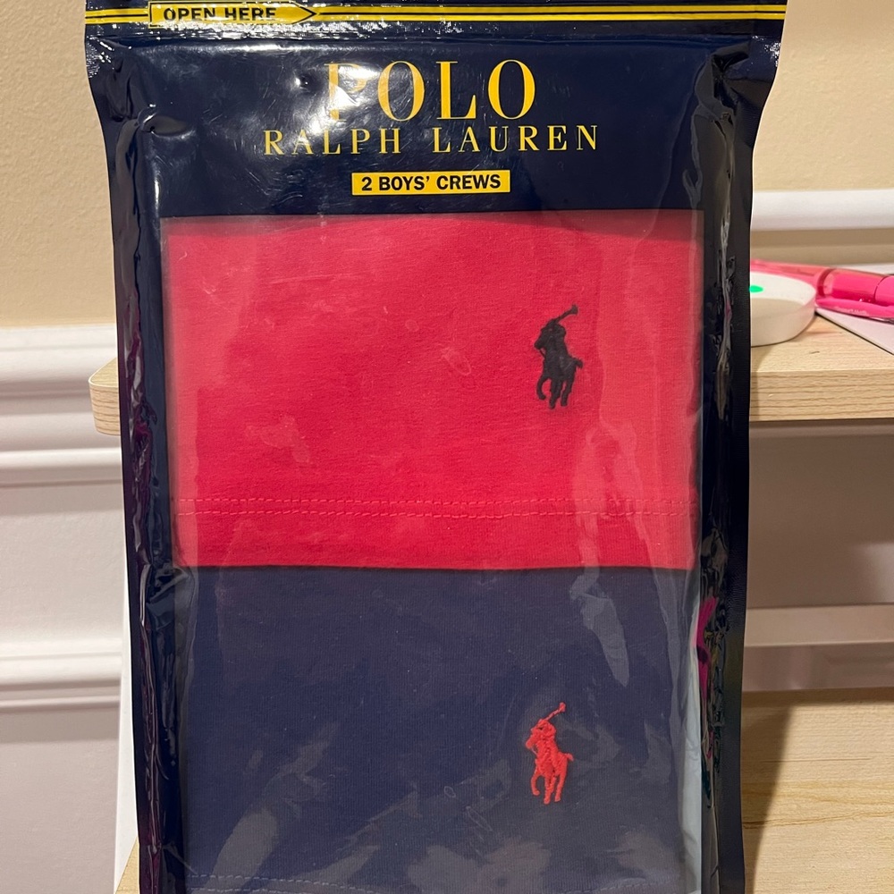 Polo Boys Size Small (6-8) 2-Pack Crew Tees